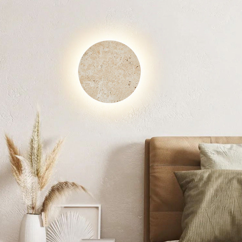 Minimalist Travertine Round Wall Sconce LED 1-light