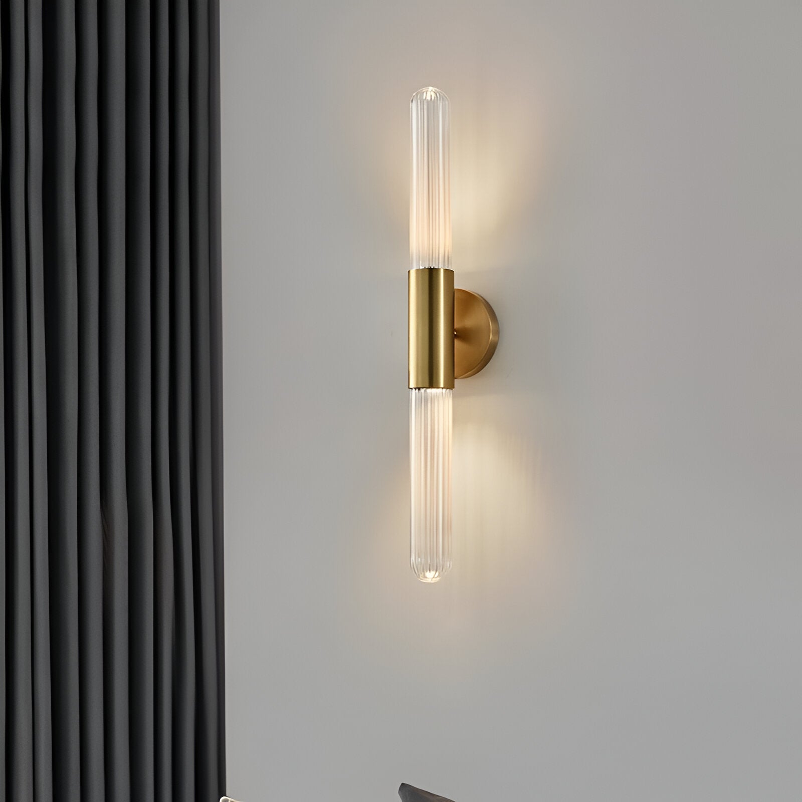 Nordic Water-Ripple Glass Brass Wall Sconce LED 1-Light
