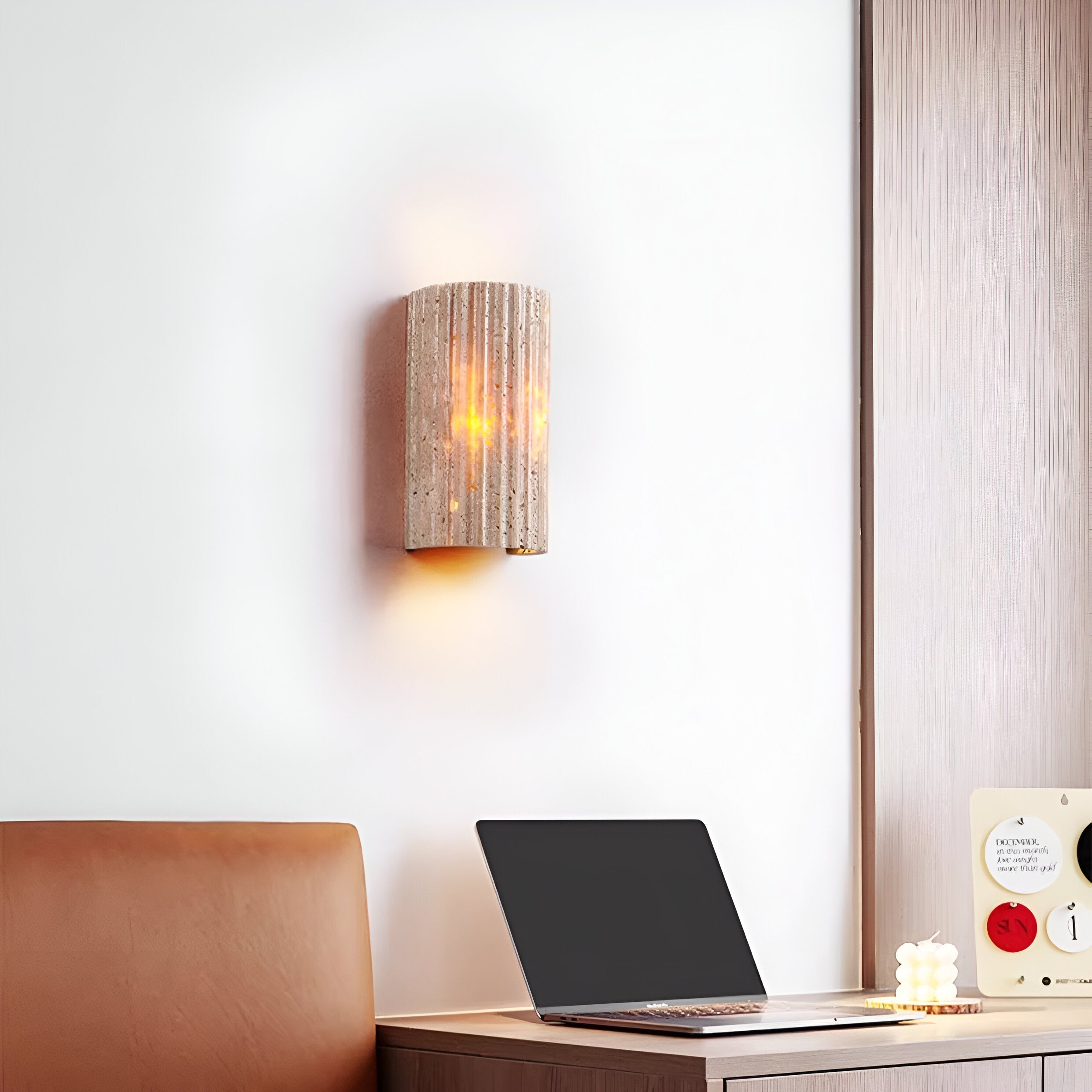 Modern Travertine Stone Cylindrical Outdoor Wall Light LED 1-Light