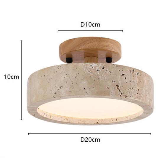 Modern Minimalist Travertine Round LED Ceiling Light 1-Light