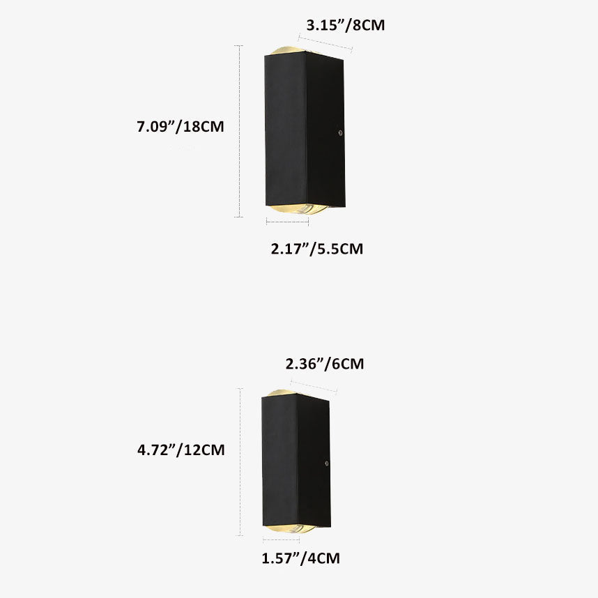 Modern Rectangular LED Outdoor Wall Sconce Light 1-light Ip65