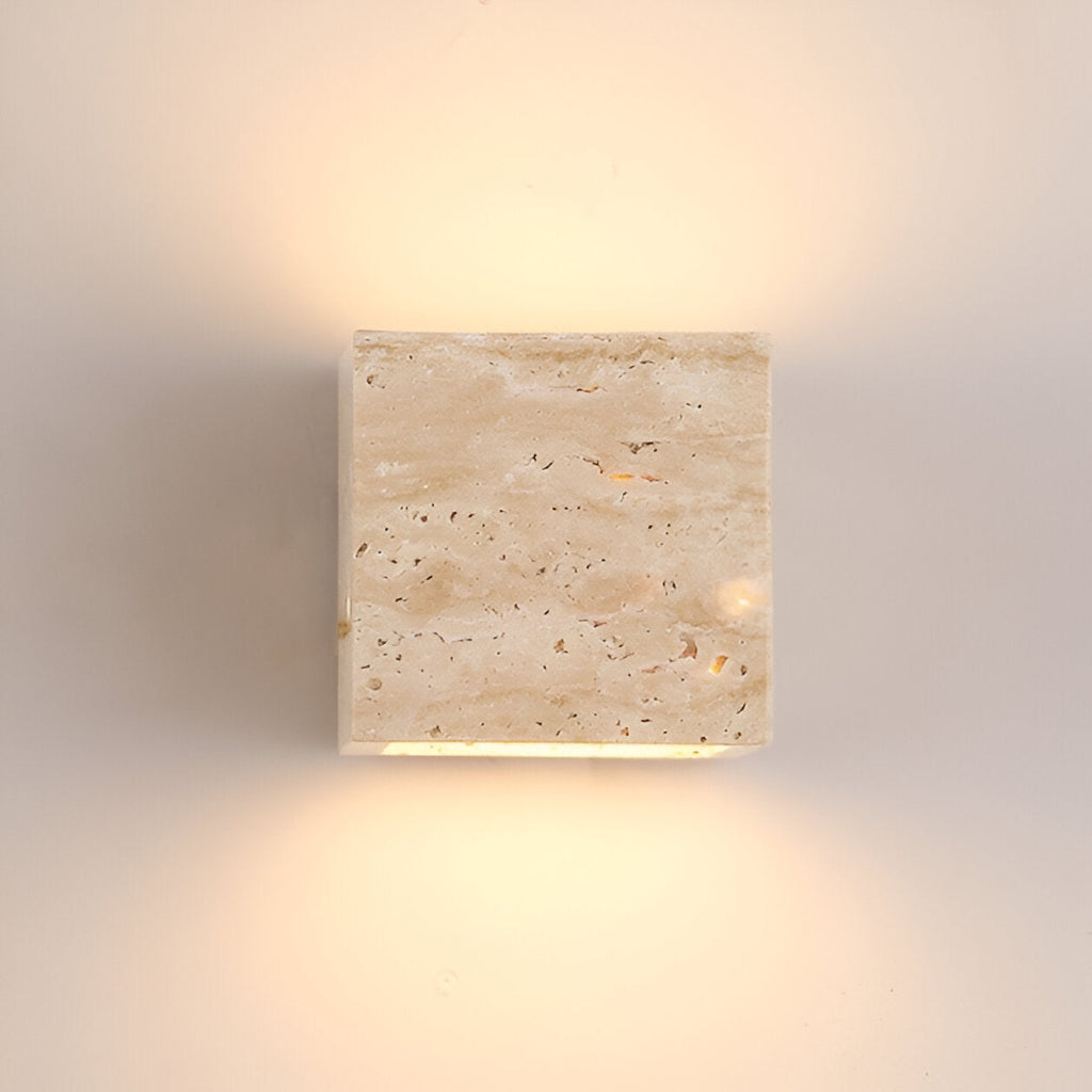 Minimalist Travertine Stone Square Outdoor Wall Light LED 1-Light