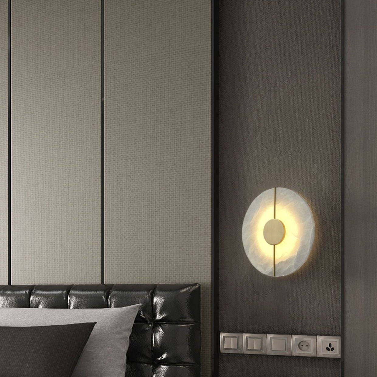 Modern Nordic Marble Round Wall Sconce LED 1-Light