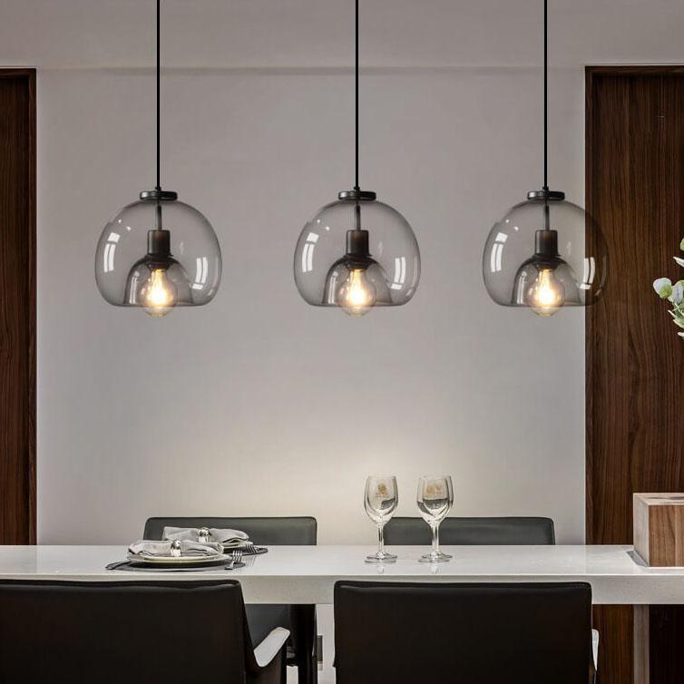 Minimalist Smoked Glass Dome Pendant Light 1-light