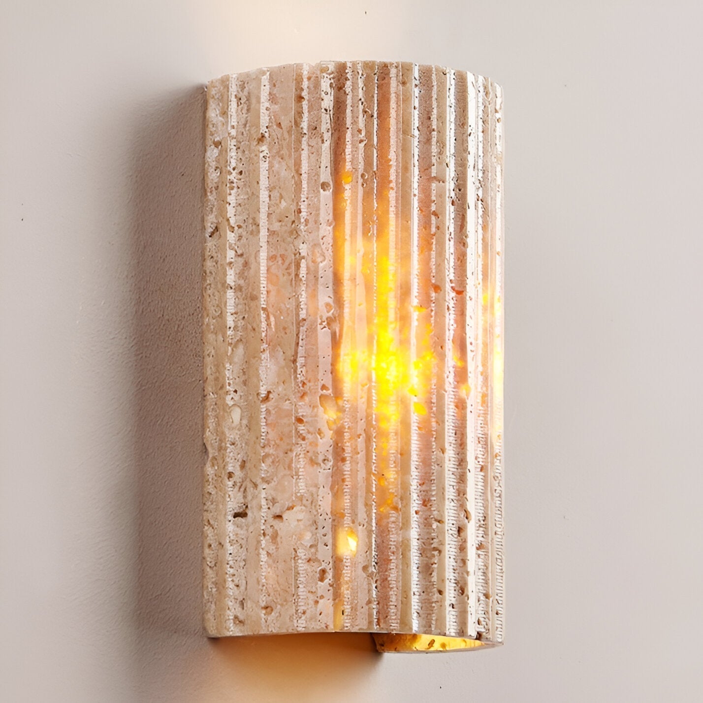 Modern Travertine Stone Cylindrical Outdoor Wall Light LED 1-Light
