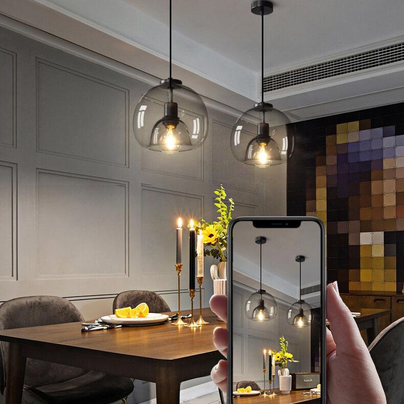 Minimalist Smoked Glass Dome Pendant Light 1-light