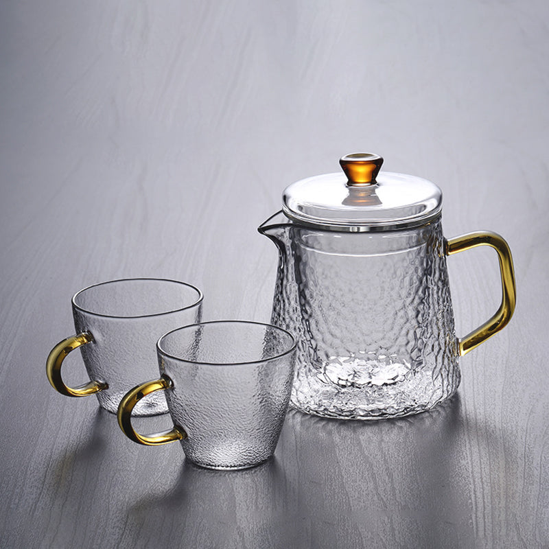 Guili | Pindefang Glass Teapot with Infuser | Handcrafted Heat-Resistant Teapot with Golden Handle