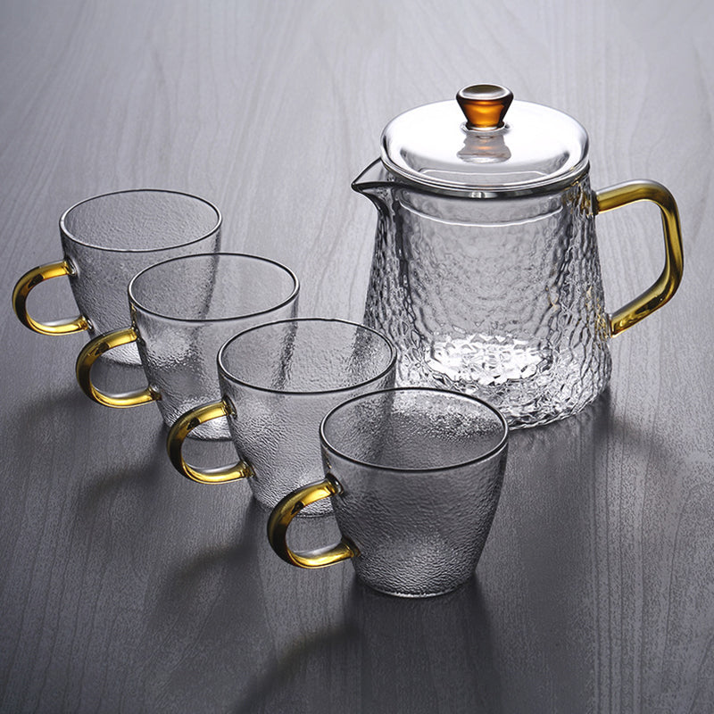 Guili | Pindefang Glass Teapot with Infuser | Handcrafted Heat-Resistant Teapot with Golden Handle