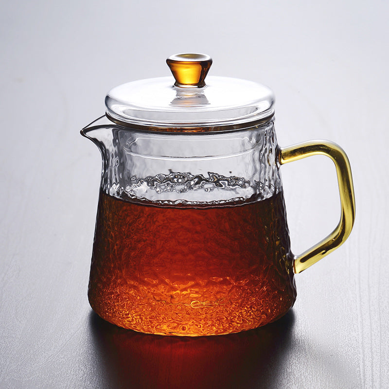 Guili | Pindefang Glass Teapot with Infuser | Handcrafted Heat-Resistant Teapot with Golden Handle