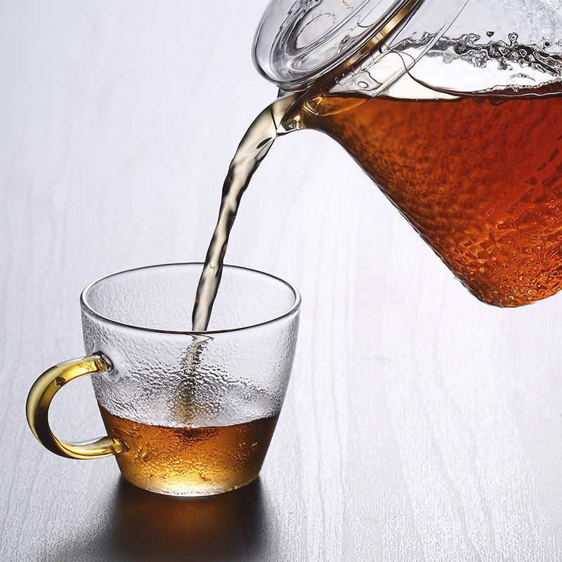 Guili | Pindefang Glass Teapot with Infuser | Handcrafted Heat-Resistant Teapot with Golden Handle