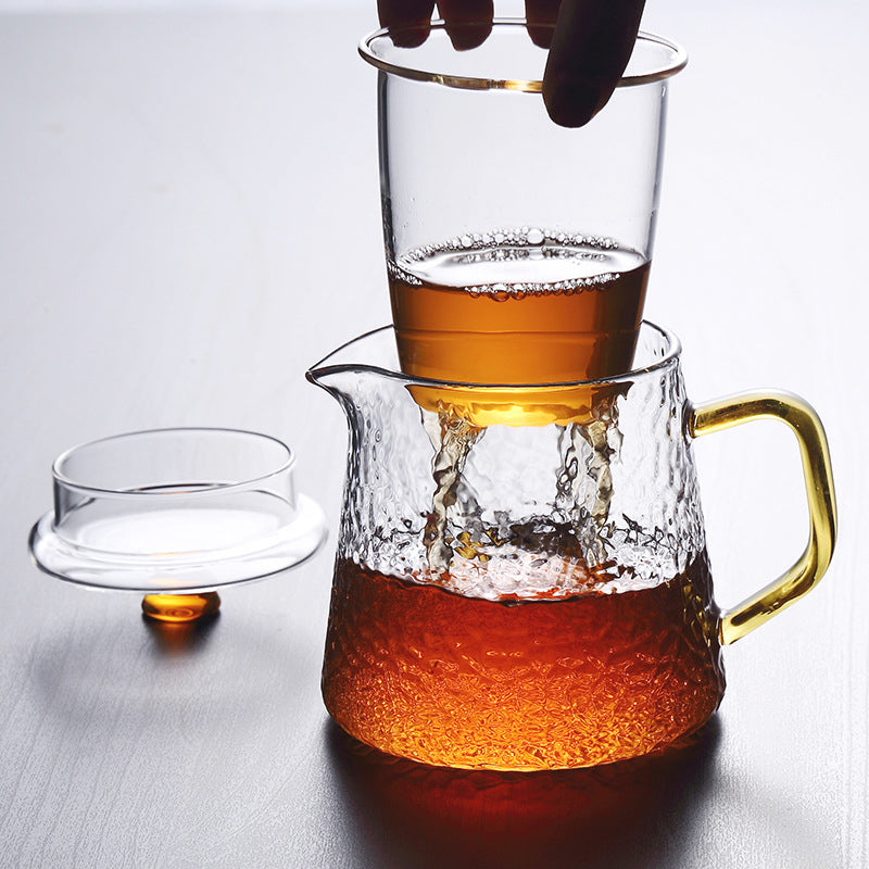 Guili | Pindefang Glass Teapot with Infuser | Handcrafted Heat-Resistant Teapot with Golden Handle