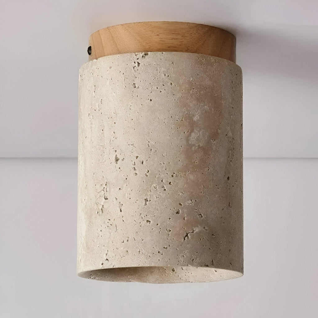 Elegant Travertine Cylinder LED Ceiling Spotlight 1-Light