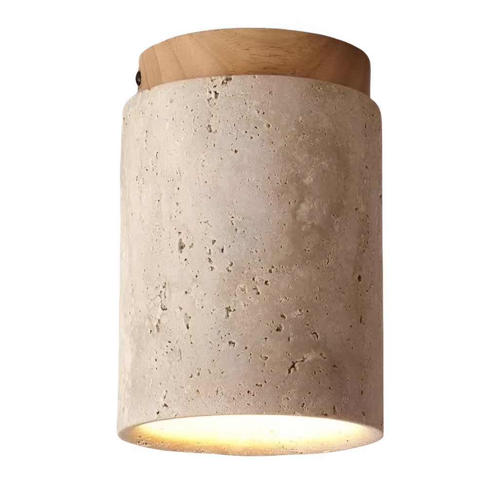 Elegant Travertine Cylinder LED Ceiling Spotlight 1-Light