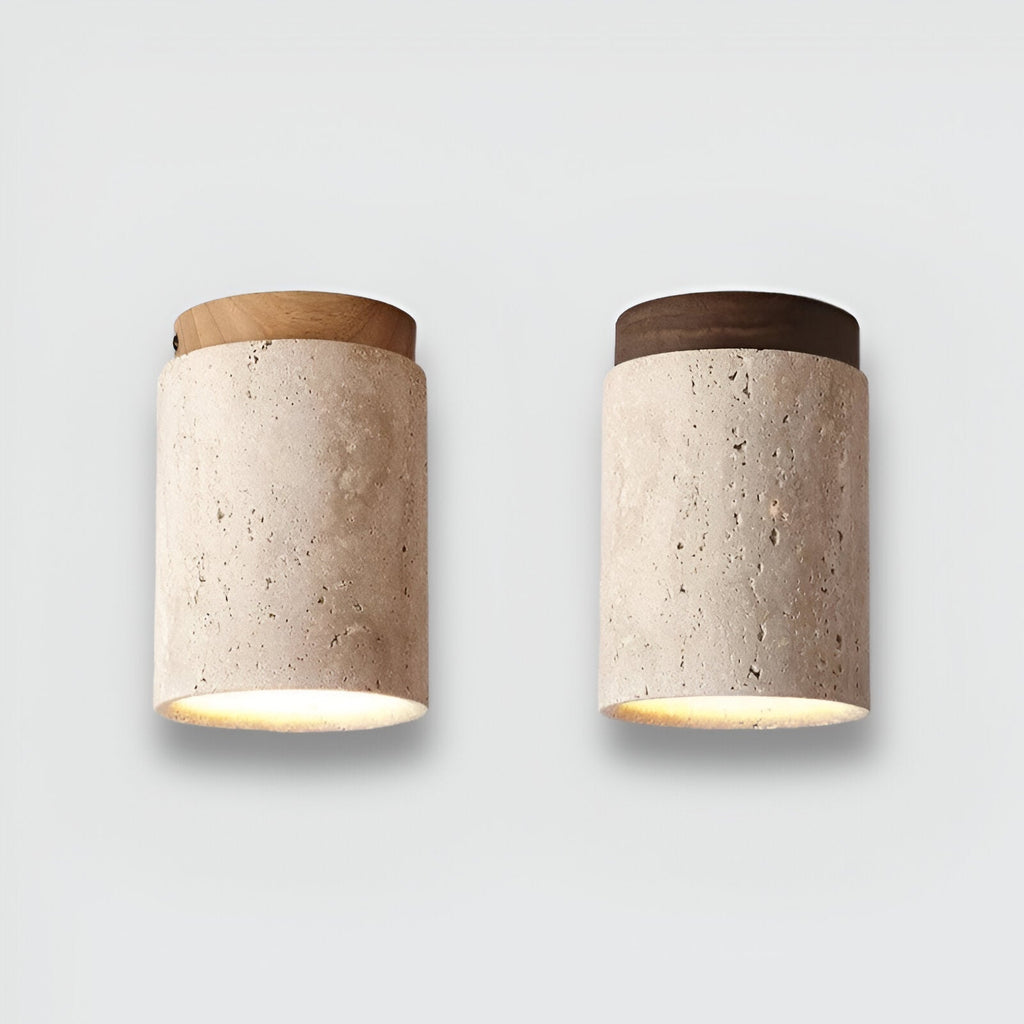 Elegant Travertine Cylinder LED Ceiling Spotlight 1-Light