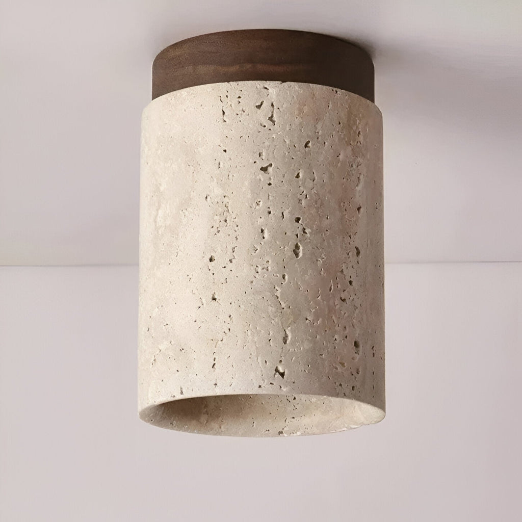 Elegant Travertine Cylinder LED Ceiling Spotlight 1-Light