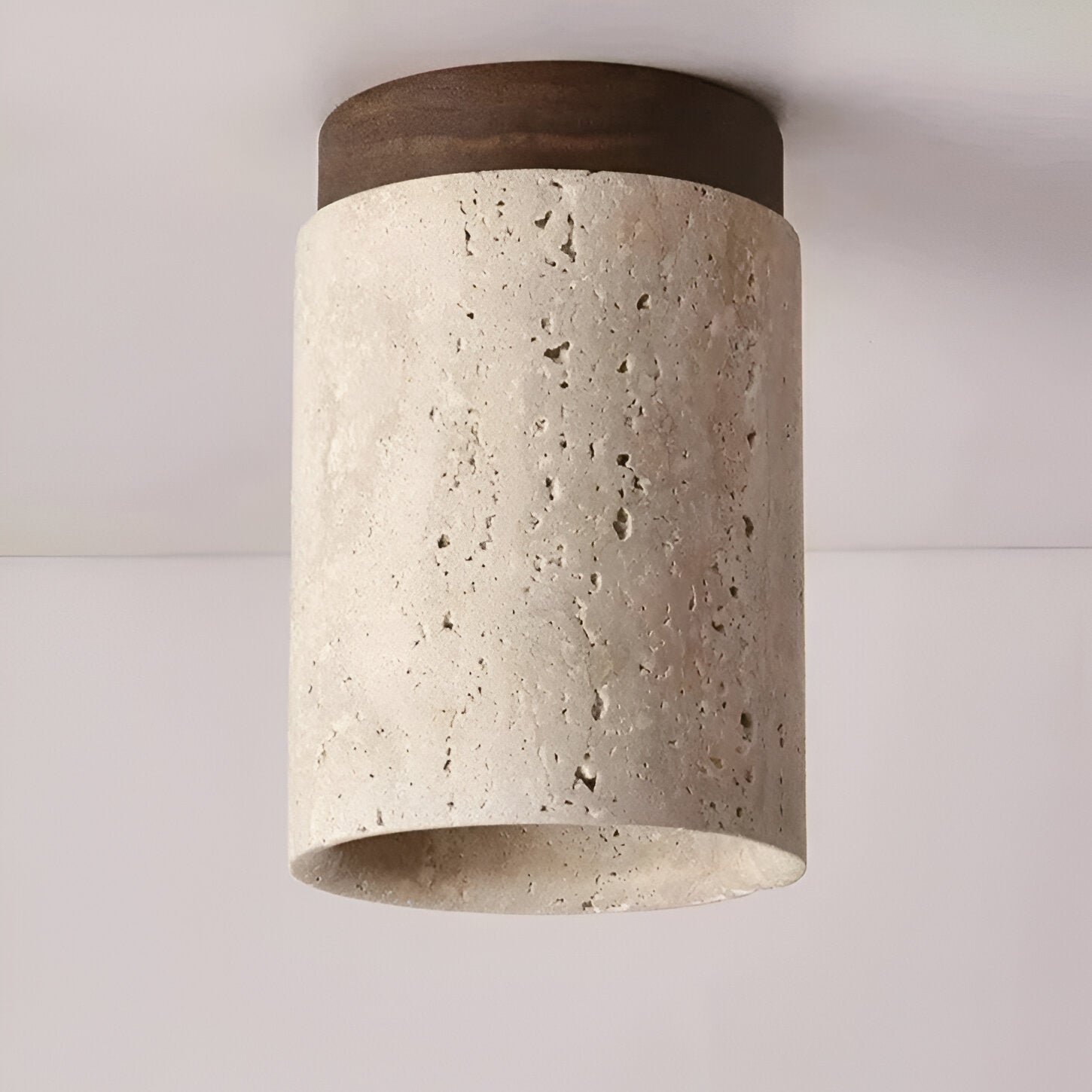 Elegant Travertine Cylinder LED Ceiling Spotlight 1-Light