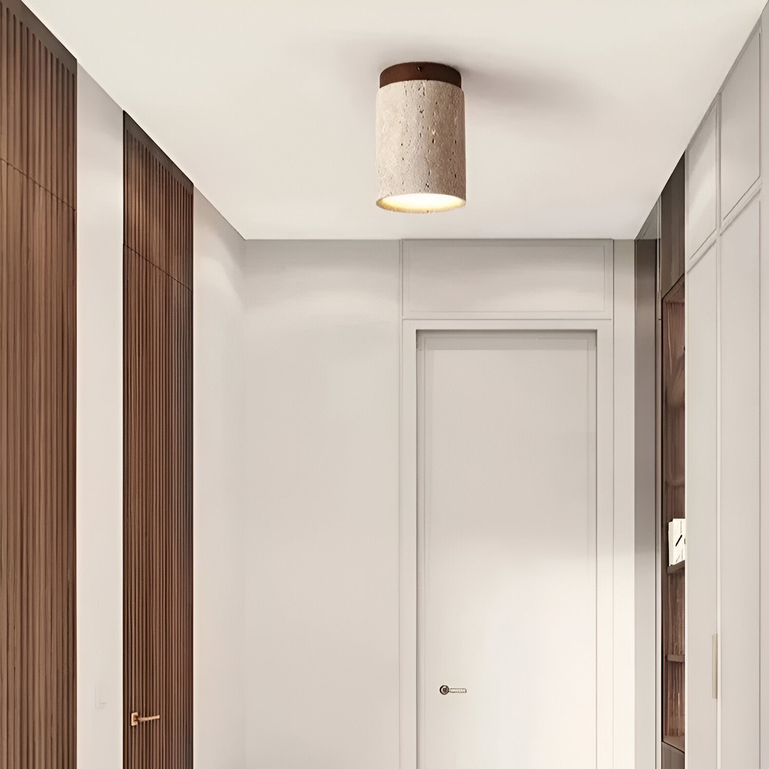 Elegant Travertine Cylinder LED Ceiling Spotlight 1-Light