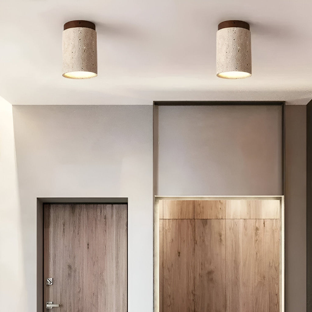 Elegant Travertine Cylinder LED Ceiling Spotlight 1-Light