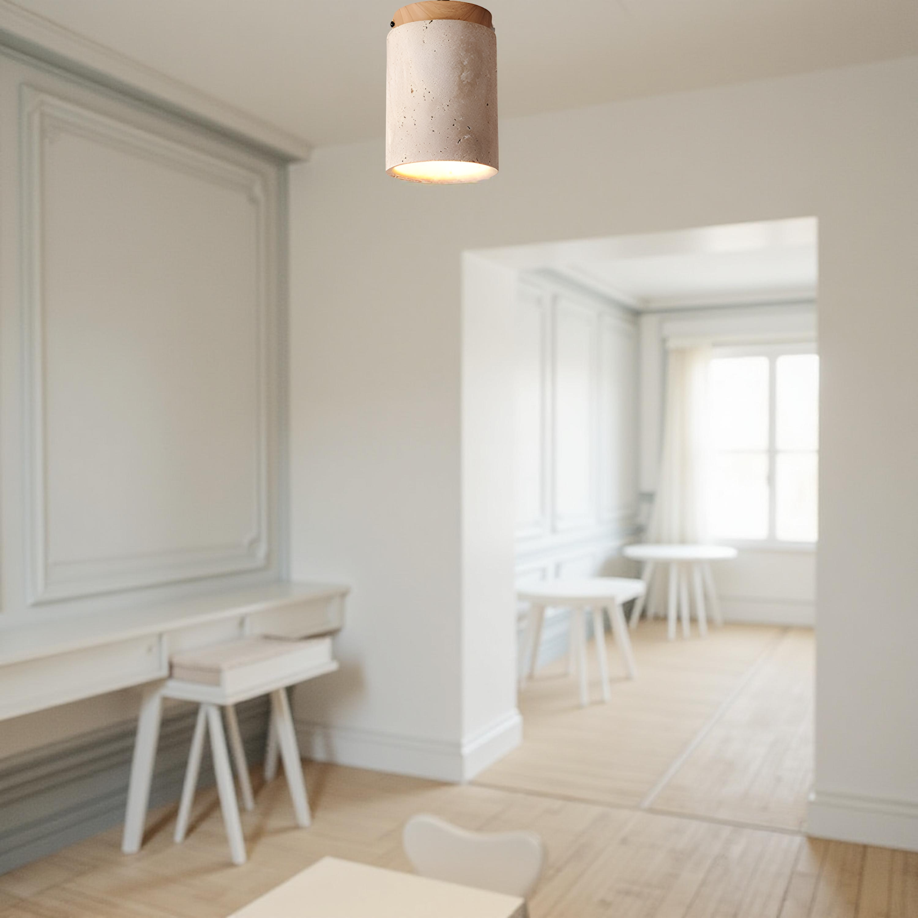 Elegant Travertine Cylinder LED Ceiling Spotlight 1-Light