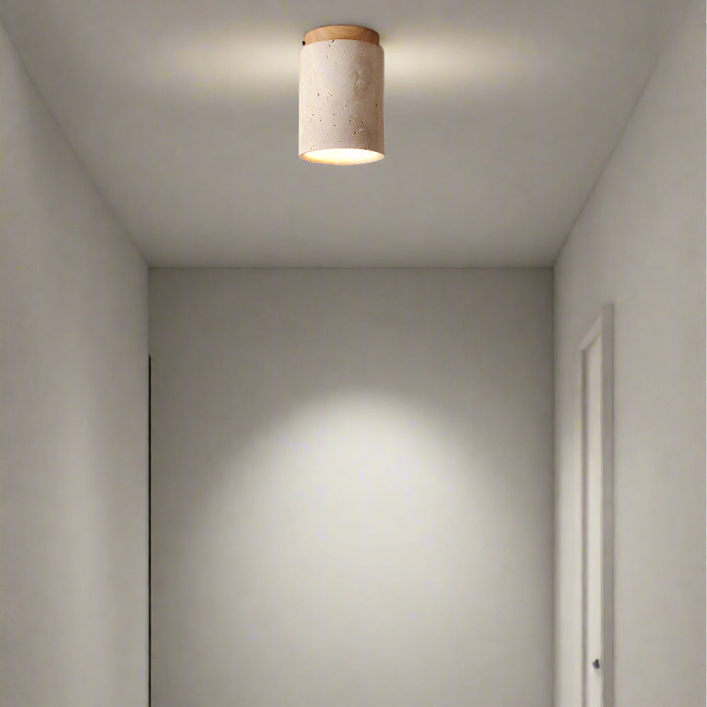 Elegant Travertine Cylinder LED Ceiling Spotlight 1-Light