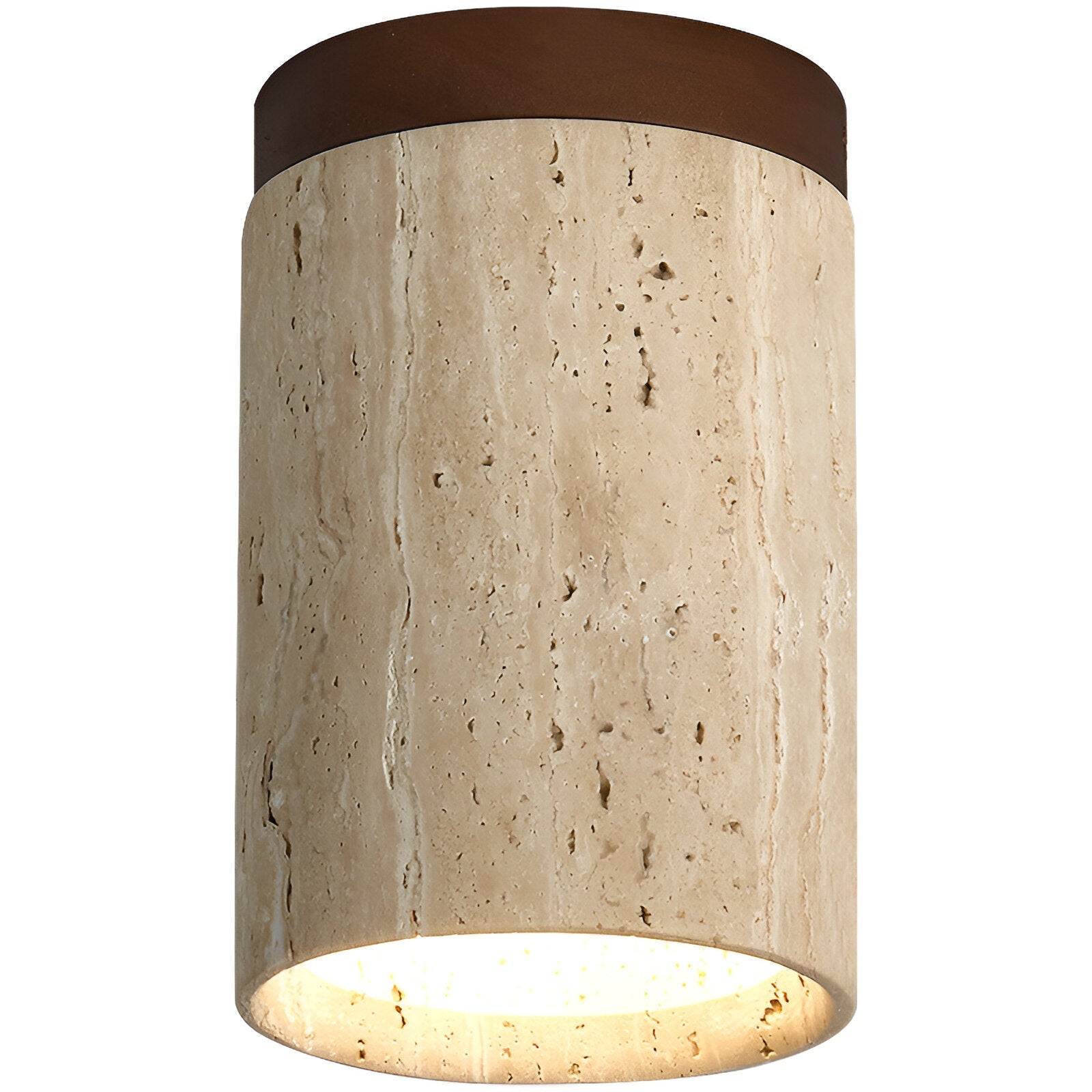 Elegant Travertine Cylinder LED Ceiling Spotlight 1-Light