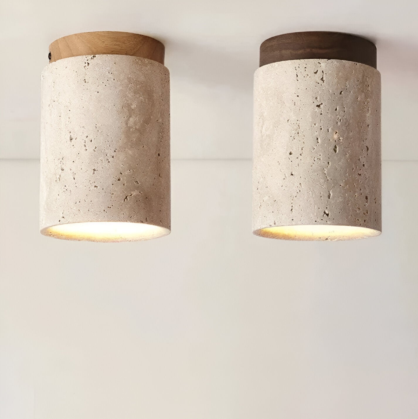 Elegant Travertine Cylinder LED Ceiling Spotlight 1-Light