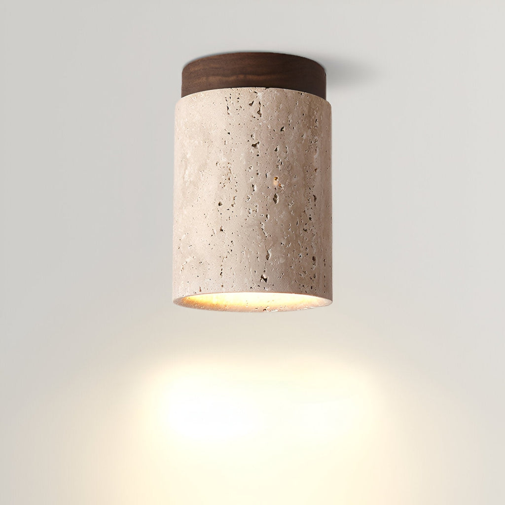 Elegant Travertine Cylinder LED Ceiling Spotlight 1-Light