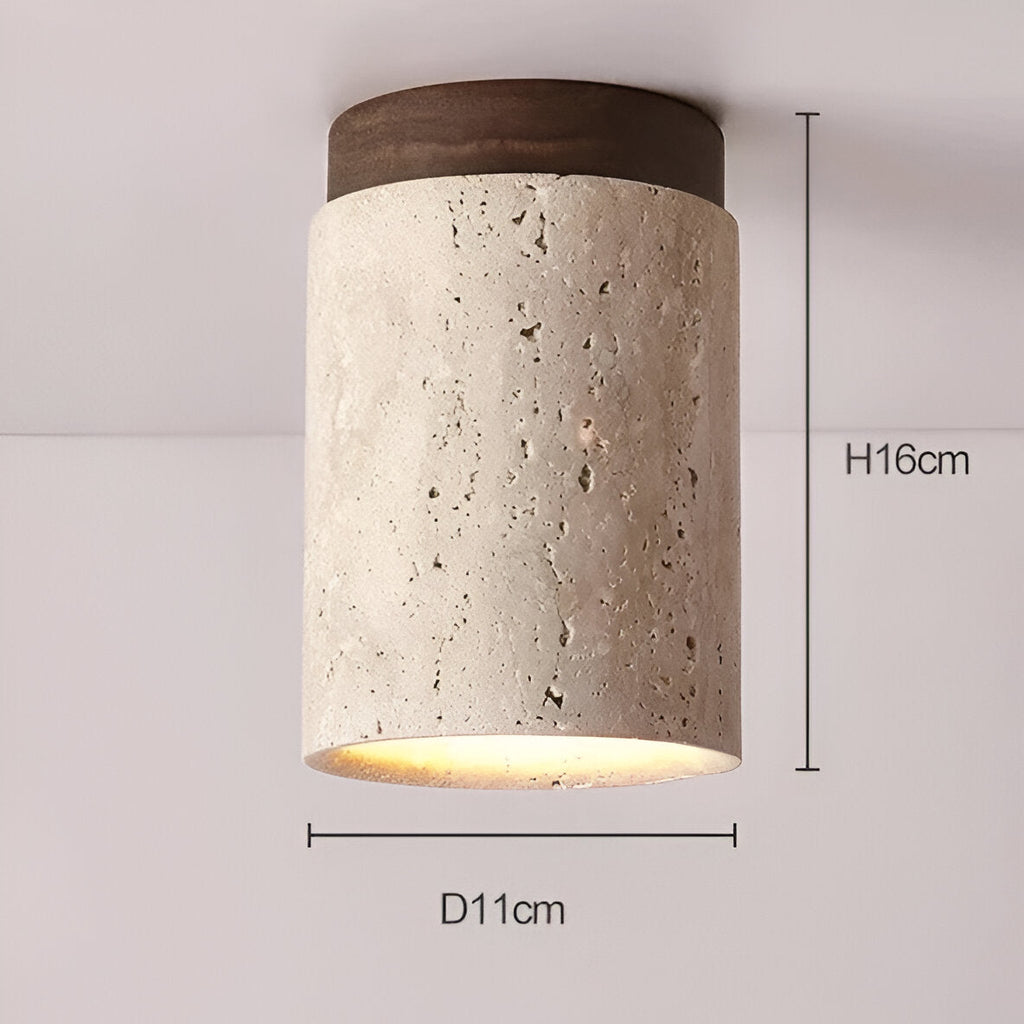 Elegant Travertine Cylinder LED Ceiling Spotlight 1-Light