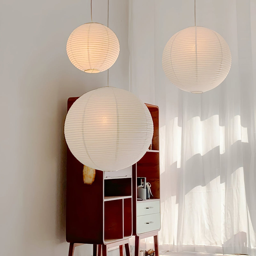 Japanese Washi Paper Globe Pendant Light 1-Light