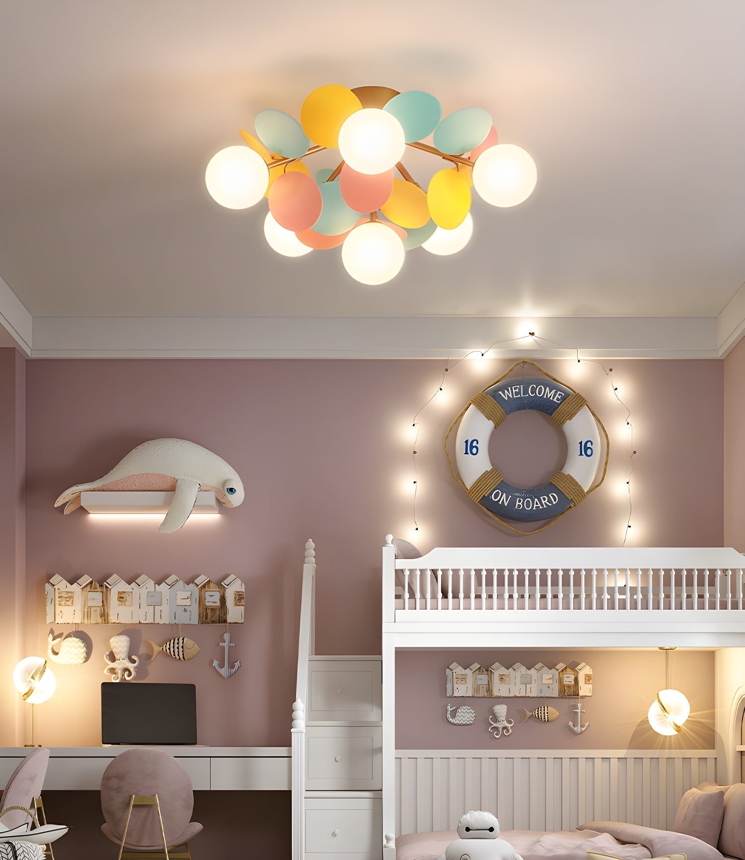 Modern Macaron Globe LED Ceiling Light 1-Light