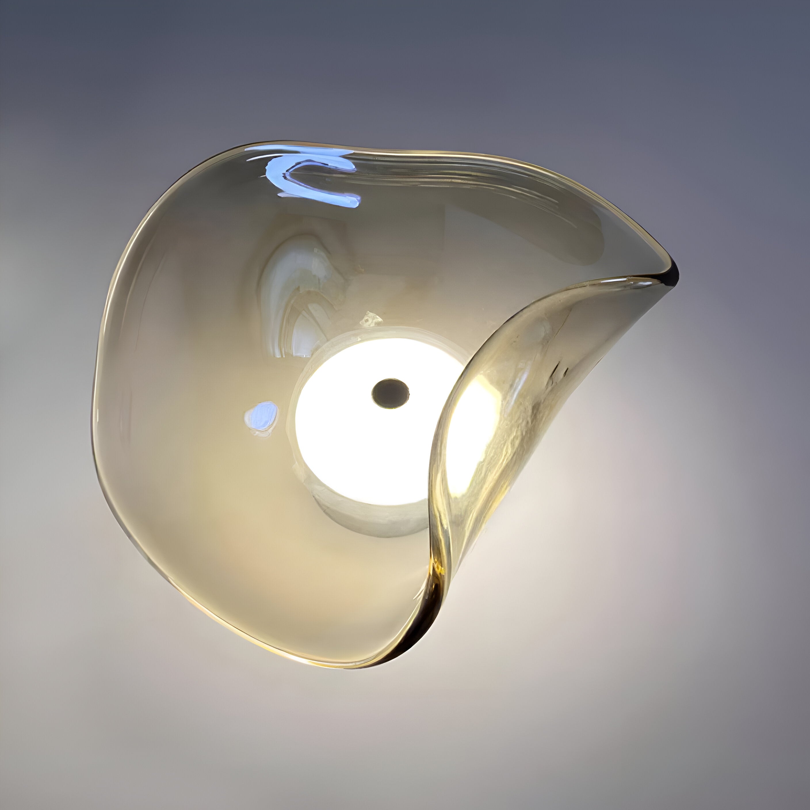 Nordic Curved Glass Japandi LED Wall Sconce 1-Light