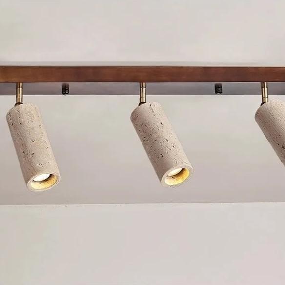 Nordic Wabi-Sabi Travertine Cylinder Ceiling Light 3-Light