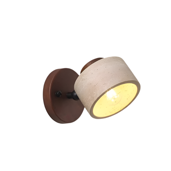 Minimalist Travertine Wood Cylinder Wall Sconce LED 1-light