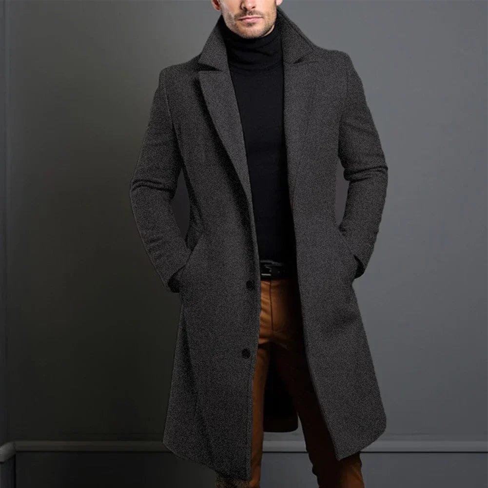 Leonard Men’s Long Wool Overcoat – Timeless Winter Elegance Dark Blue