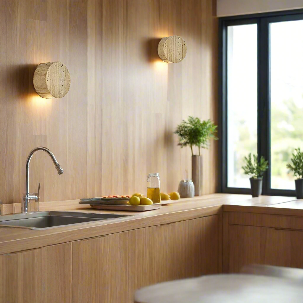 Japanese Wabi-Sabi Travertine Stone Wall Sconce LED 1-Light