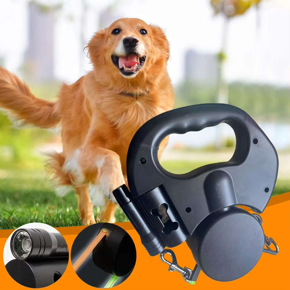 Guili | Retractable Dual Dog Leash with 360° Swivel and LED Safety Light for Walking Two Dogs