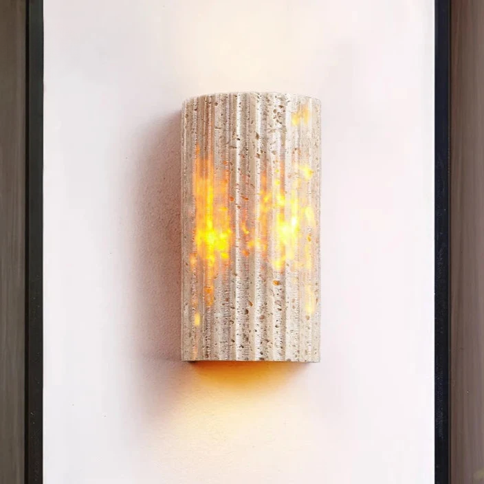 Modern Travertine Stone Cylindrical Outdoor Wall Light LED 1-Light