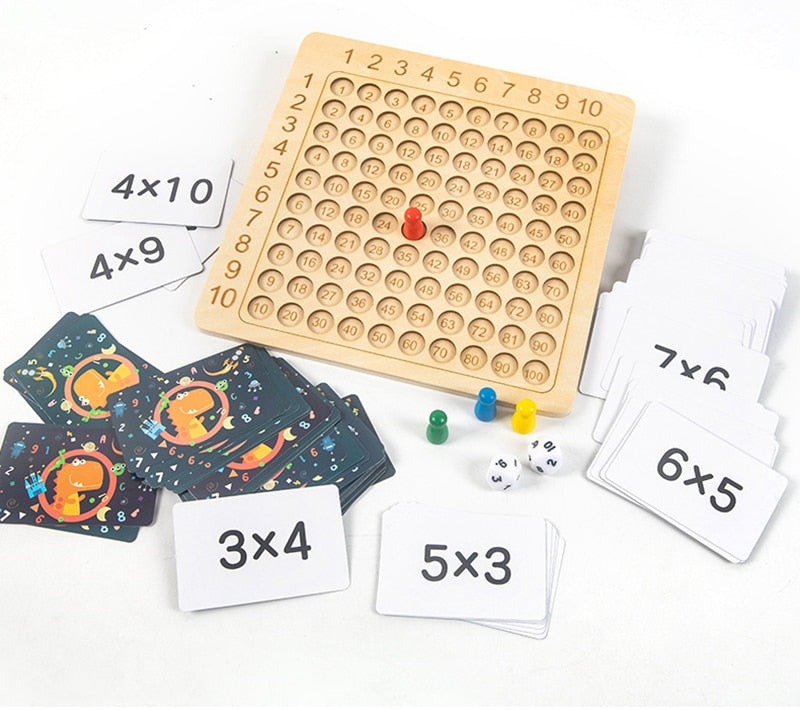 Guili | Ecotoys MathMaster | Fun Learning - Wooden Montessori Multiplication Game with Flash Cards