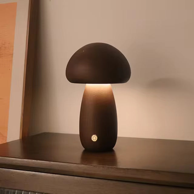 Modern Wood Mushroom LED Table Lamp 1-Light