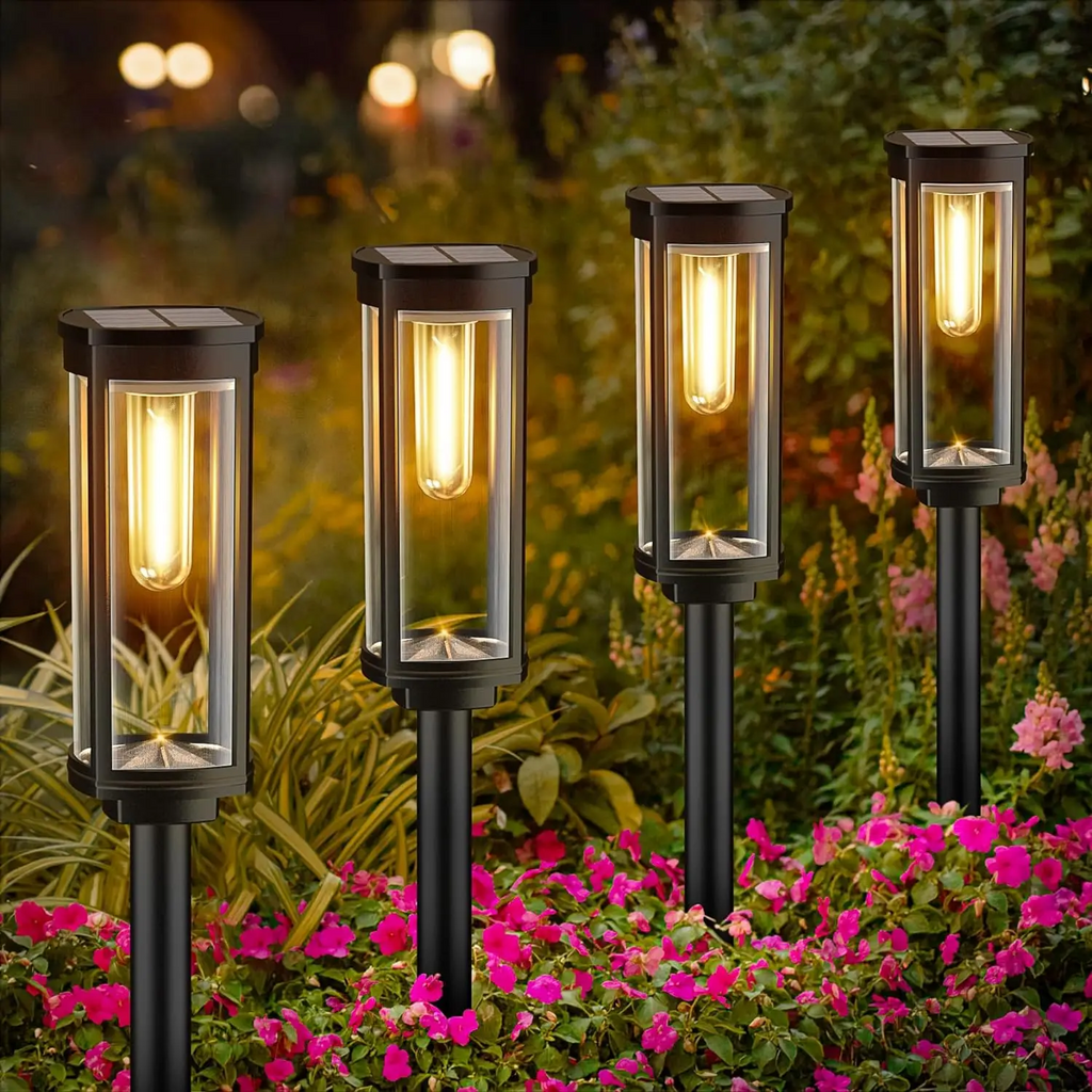 Modern Rectangular Solar Garden Lantern 1-Light