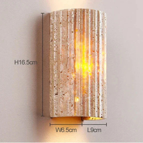 Modern Travertine Stone Cylindrical Outdoor Wall Light LED 1-Light