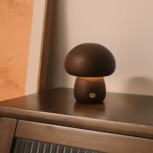 Modern Wood Mushroom LED Table Lamp 1-Light