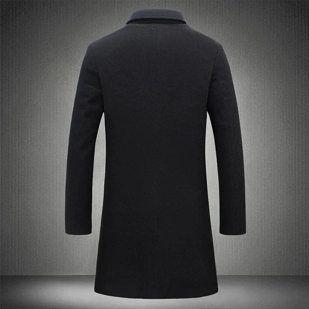 Leonard Men’s Long Wool Overcoat – Timeless Winter Elegance Dark Blue