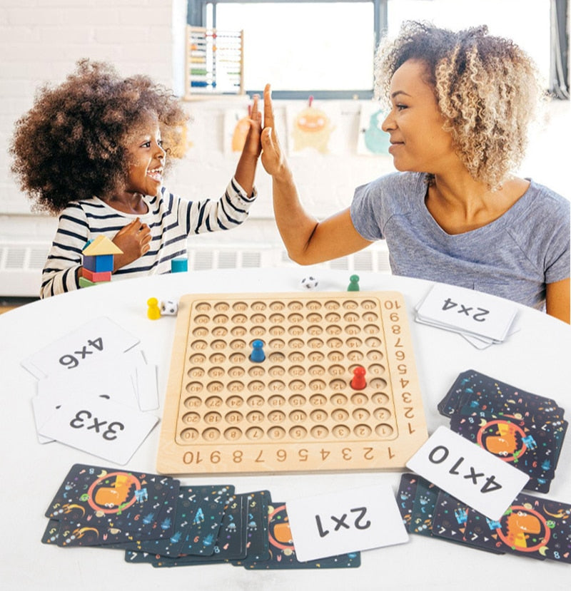 Guili | Ecotoys MathMaster | Fun Learning - Wooden Montessori Multiplication Game with Flash Cards