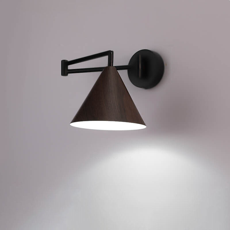 Nordic Wood Cone 1-Light Swing Arm Wall Sconce