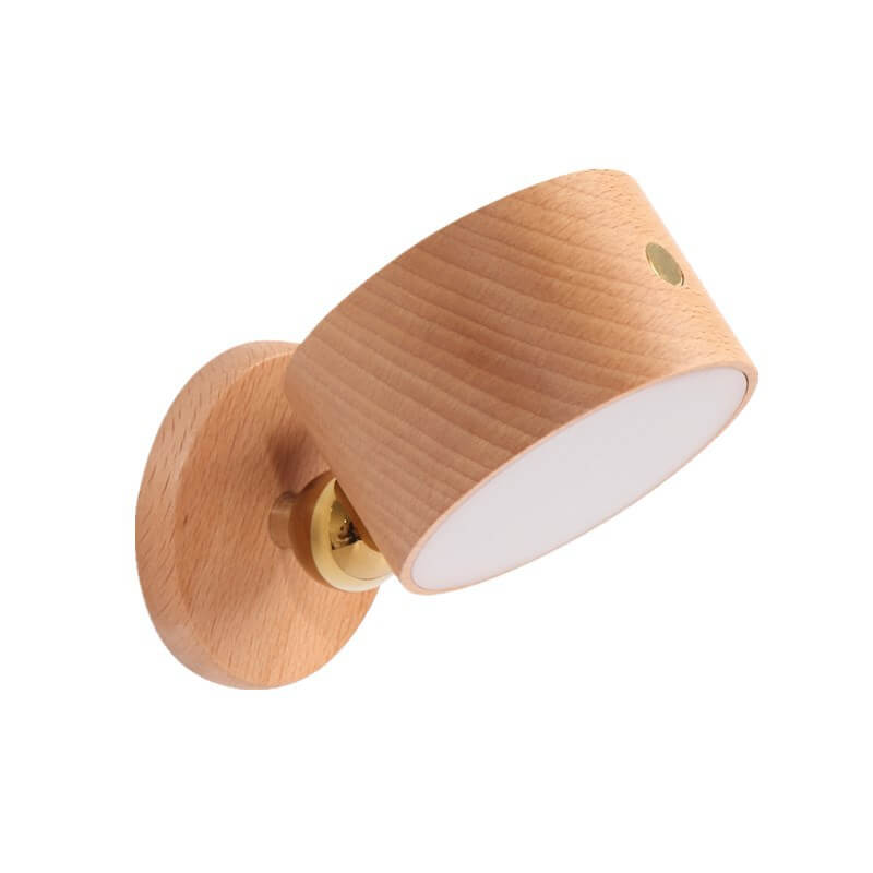 Minimalist Wooden Round LED Wall Sconce 1-Light