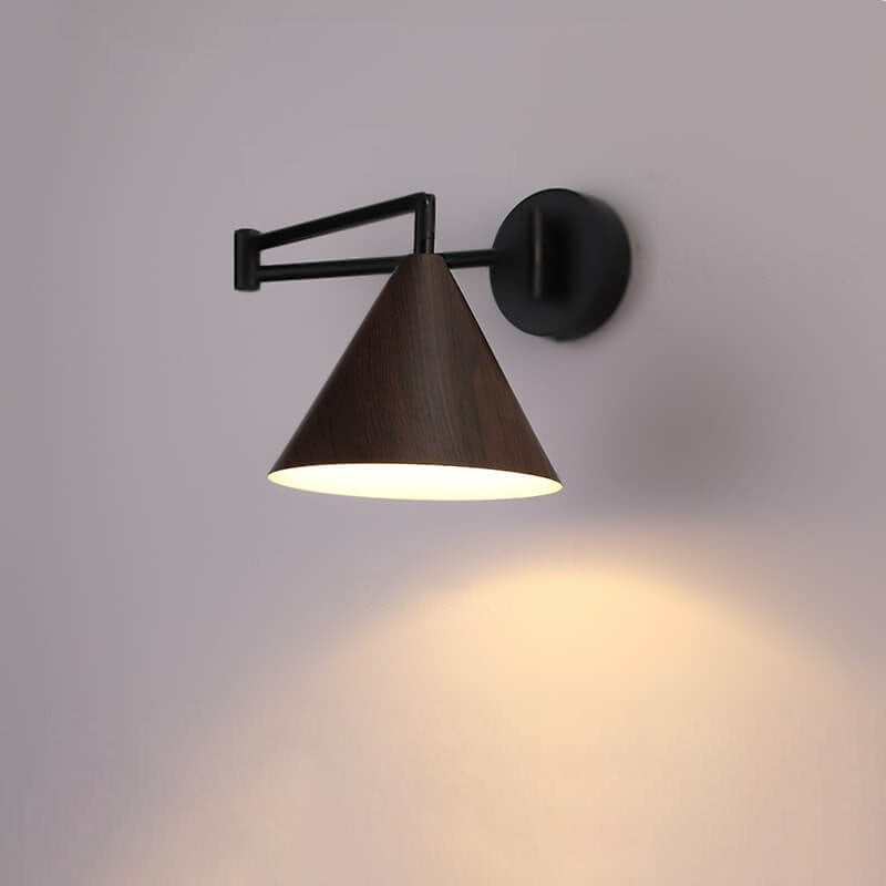 Nordic Wood Cone 1-Light Swing Arm Wall Sconce