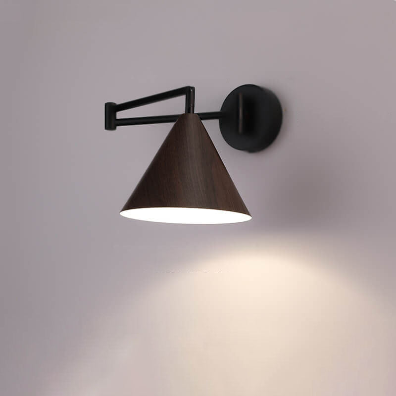 Nordic Wood Cone 1-Light Swing Arm Wall Sconce