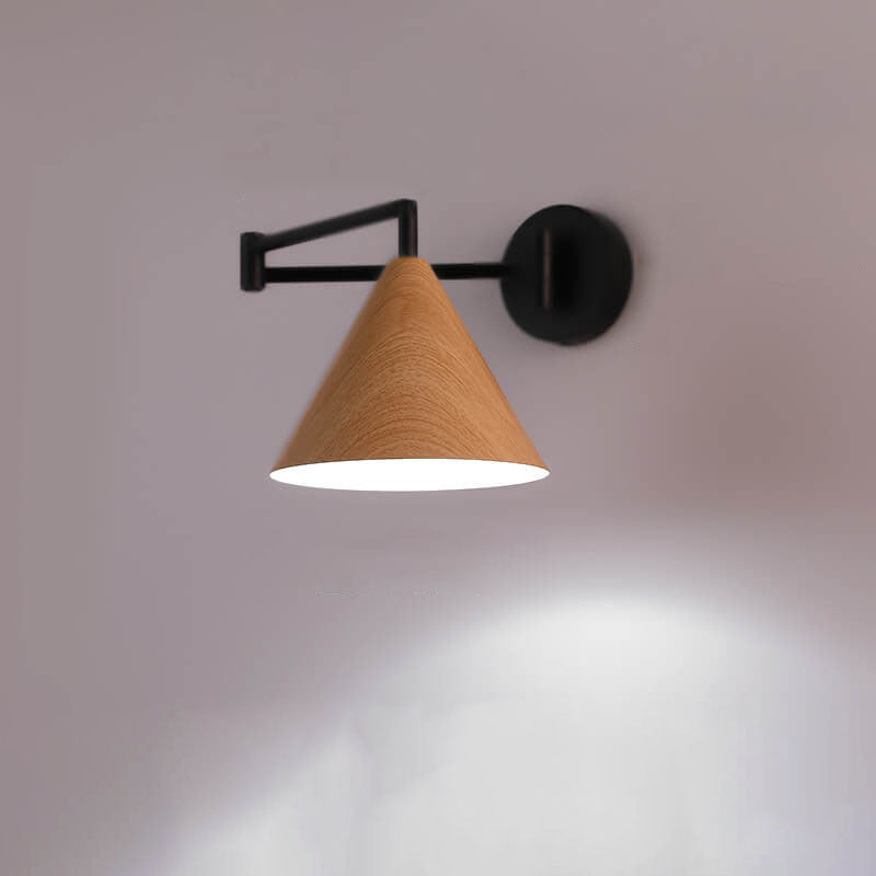 Nordic Wood Cone 1-Light Swing Arm Wall Sconce