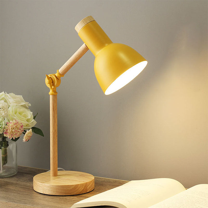 Nordic Wood Base Semi-Circular Table Lamp 1-Light